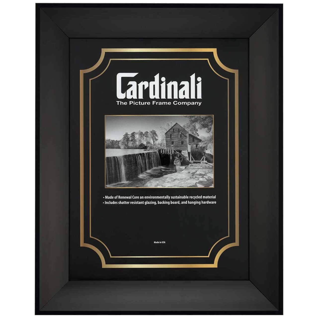 Expositions Picture Frames, Set of 3, Black 18"x24" Complete Hanging Picture Frames For Paintings, Photos & Prints, Break-Resistant Acrylic Glazing, Cardboard Backing, Made in the USA